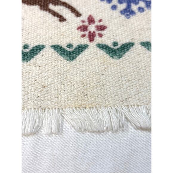 Pfaltzgraff Reindeer Snowflake Stencil Print Fringed Holiday Table Runner 1990s - Picture 7 of 8